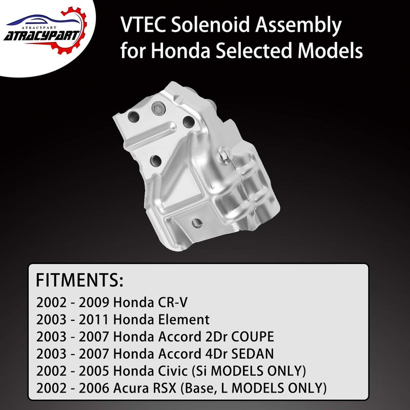 ATRACYPART VTEC Solenoid Spool Valve Assembly with Oil Pressure Switch and Gasket | for Honda Accord CRV CR-V Civic Si Element Acura RSX L4 2.4L | Replace# 15810-RAA-A03 15810-PNE-G01 15810-PPA-A01 15810-RAA-A01 - Image 3
